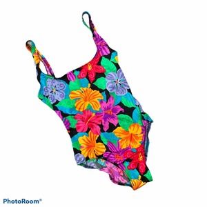 vintage Jantzen 80s swimsuit floral retro one piece size 10